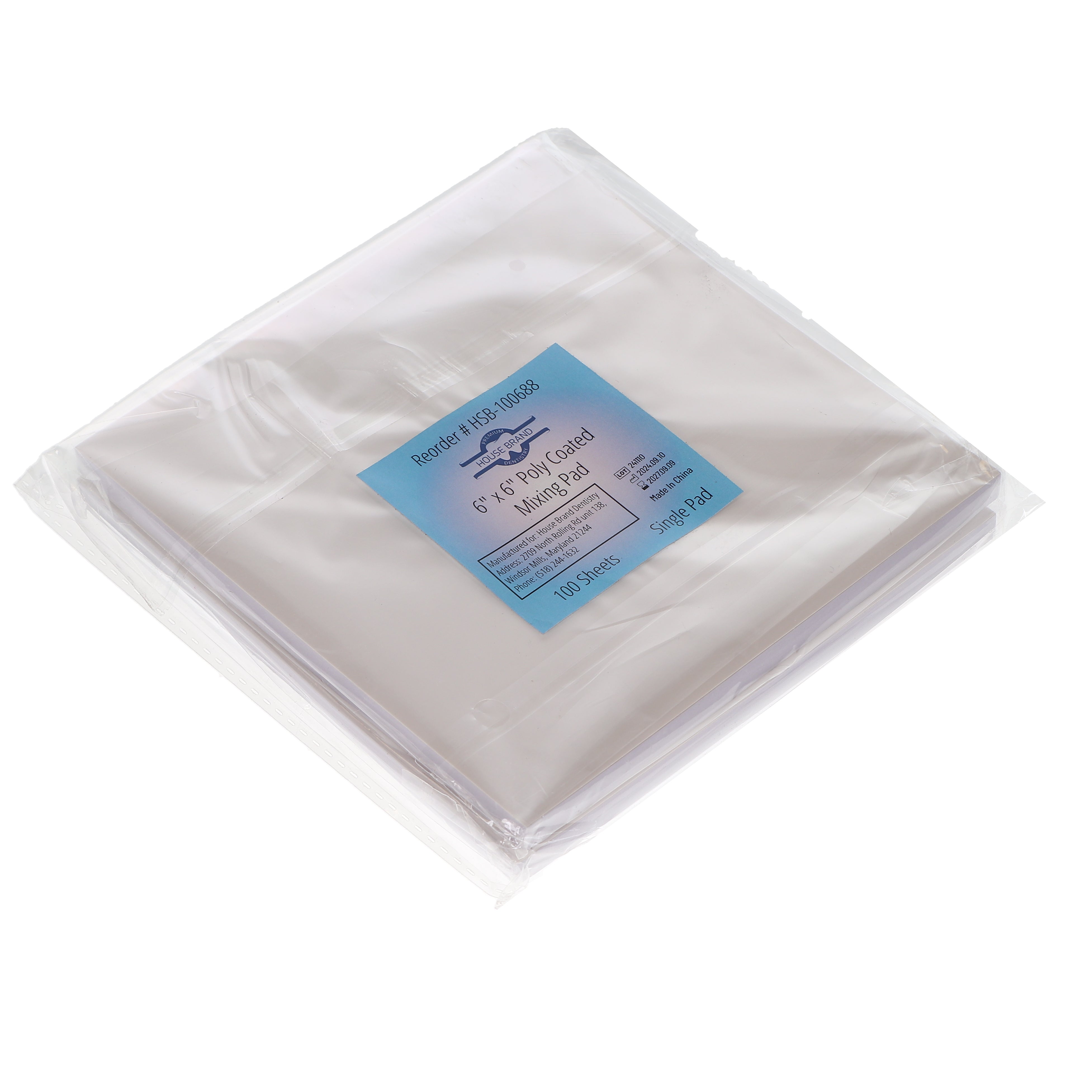 House Brand Dentistry 100688 HSB Poly Coated Single Mixing Pad 6 House Brand Dentistry 100688 HSB Poly Coated Single Mixing Pad 6